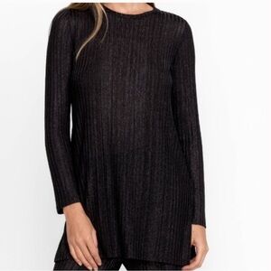 Johnny Was Black Jenna Metallic Tunic Top Long Sleeves Size XS